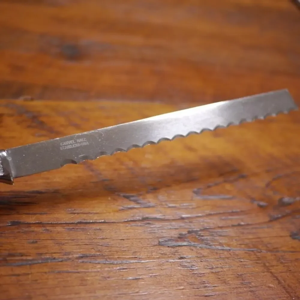 Vintage Mid Century MCM Carvel Hall Stainless Steel USA Kitchen Serrated Knife